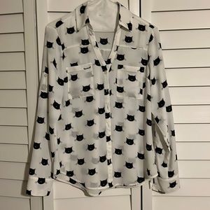 Express Portofino RARE Black Cat Shirt Size XS
